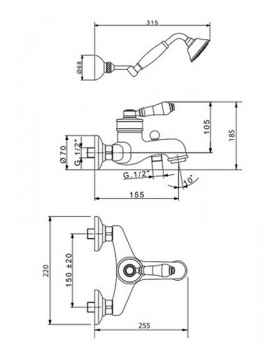 Смеситель для ванны Migliore Ermitage 18627 Золото латунь на стену