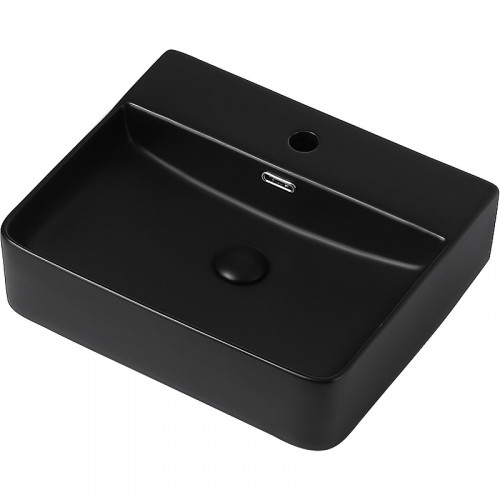 Раковина Abber Rechteck 50 AC2203MB Черная матовая фаянс накладная