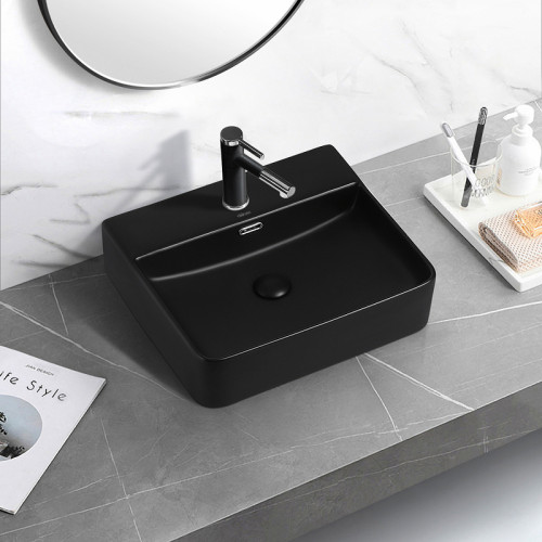 Раковина Abber Rechteck 50 AC2203MB Черная матовая фаянс накладная