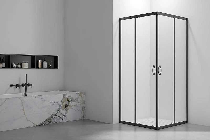 Душевой уголок Veconi Rovigo RV-101B 90х90 RV101B-90-01-C4 профиль Черный матовый стекло прозрачное