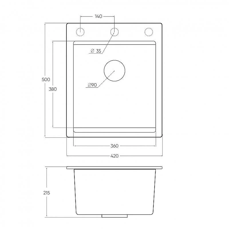 Кухонная мойка Emar Quartz 42 EMQ-1420.Q цвет Барит
