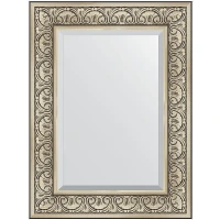 Зеркало Evoform Exclusive 80х60 BY 3398 с фацетом в багетной раме - Барокко серебро 106 мм стекло