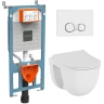 Комплект унитаза с инсталляцией Vitra S 40 9860B003-7200 с сиденьем Микролифт и клавишей смыва Хром глянцевый фарфор подвесной