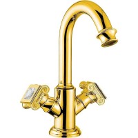 Смеситель для раковины Cezares Aphrodite APHRODITE-LS2-03/24-Sw Золото 24 карат с кристаллами Swarovski латунь