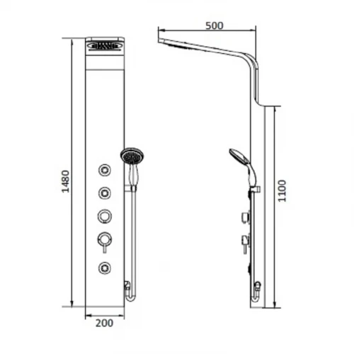 Душевая панель RGW Shower Panels SP-06 B 21140106-14 Черный нержавеющая сталь на стену