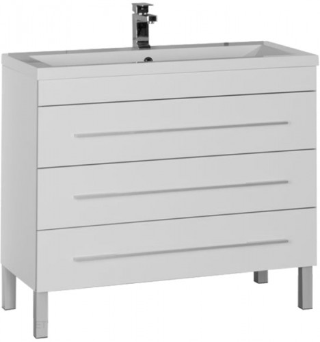 Тумба под раковину Aquanet Верона 100 178471 3 ящика Белая МДФ / ЛДСП, нестандартный материал