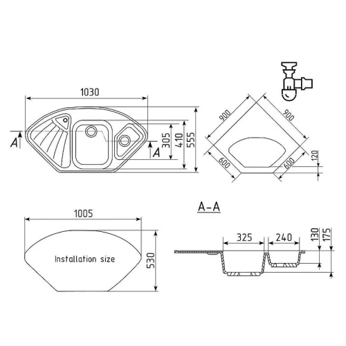 Кухонная мойка Ulgran Classic U-501-343 Антрацит
