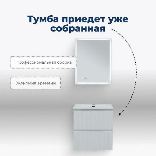 Тумба с раковиной Aquanet Джейн 60 335422+Flat 60 812-60 254363 подвесная Белая матовая