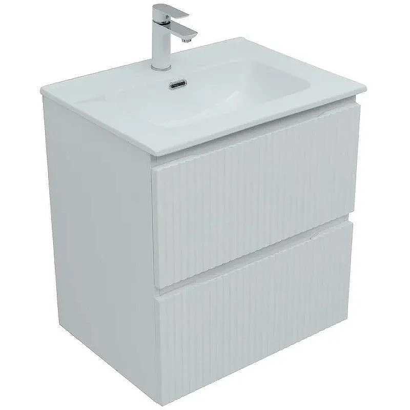 Тумба с раковиной Aquanet Джейн 60 335422+Flat 60 812-60 254363 подвесная Белая матовая