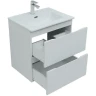 Тумба с раковиной Aquanet Джейн 60 335422+Flat 60 812-60 254363 подвесная Белая матовая