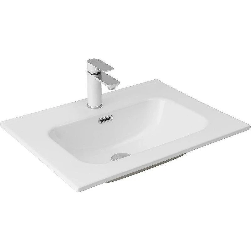 Тумба с раковиной Aquanet Джейн 60 335422+Flat 60 812-60 254363 подвесная Белая матовая