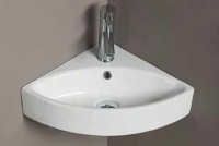 Раковина CeramaLux 50 78378 угловая Белая глянцевая фаянс подвесная