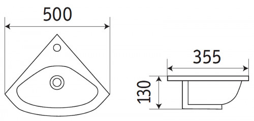 Раковина CeramaLux 50 78378 угловая Белая глянцевая фаянс подвесная