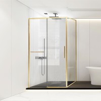 Душевой уголок Vincea Slim Soft 130x80 VSR-1SS8013CLG профиль Брашированное золото стекло прозрачное