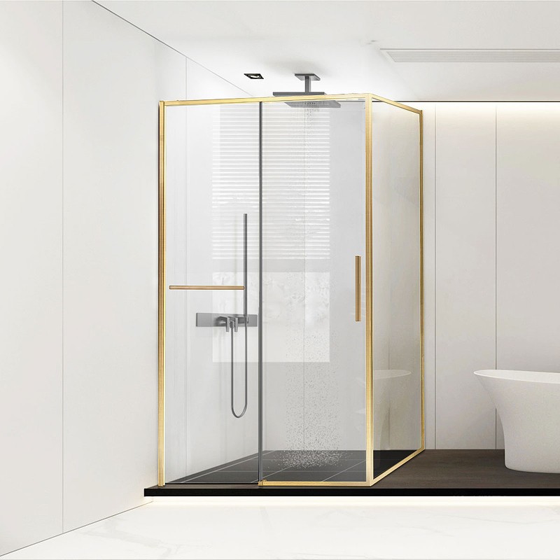 Душевой уголок Vincea Slim Soft 130x80 VSR-1SS8013CLG профиль Брашированное золото стекло прозрачное