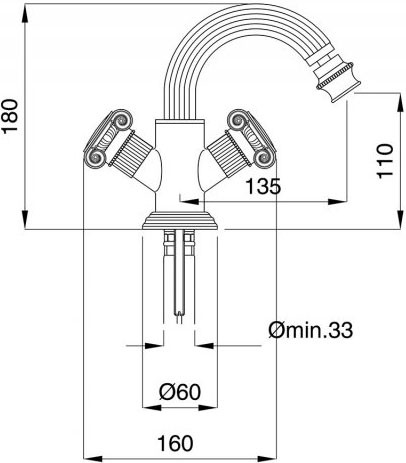 Смеситель для биде Cezares Olimp OLIMP-BS2-02-M Бронза латунь