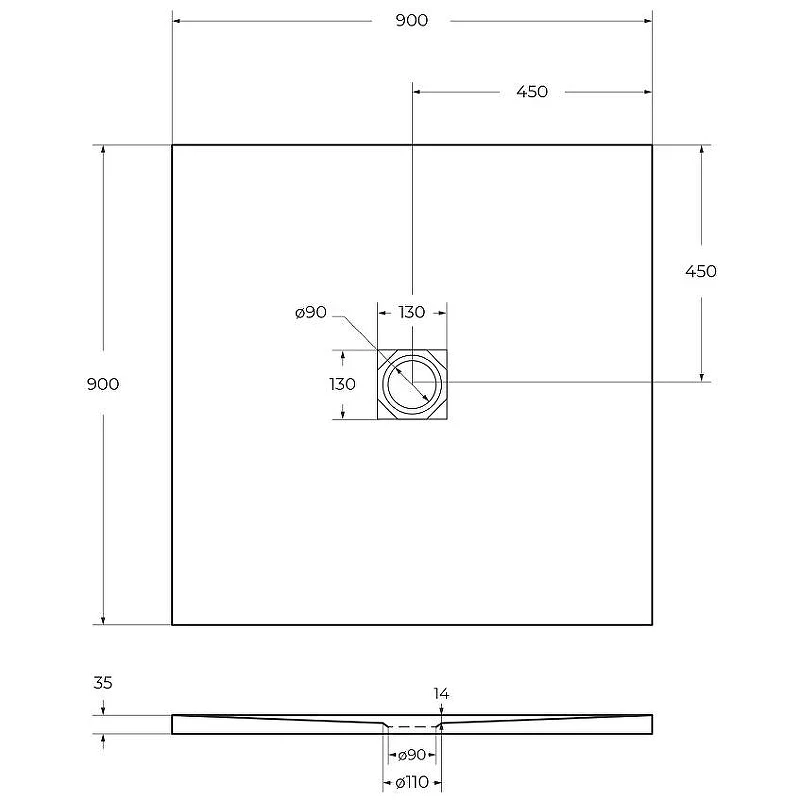 Душевой поддон из искусственного камня BelBagno Uno 90x90 TRAY-MR-UNO-A-90-35-W-BO Белый