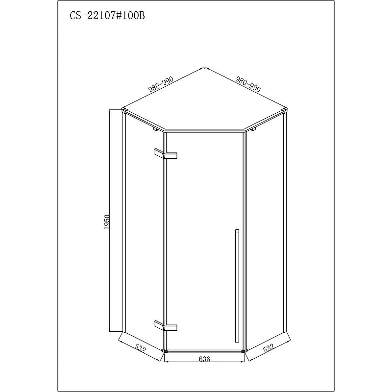 Душевой уголок Loranto Neo 100х100 CS-22107-100B профиль Черный стекло прозрачное