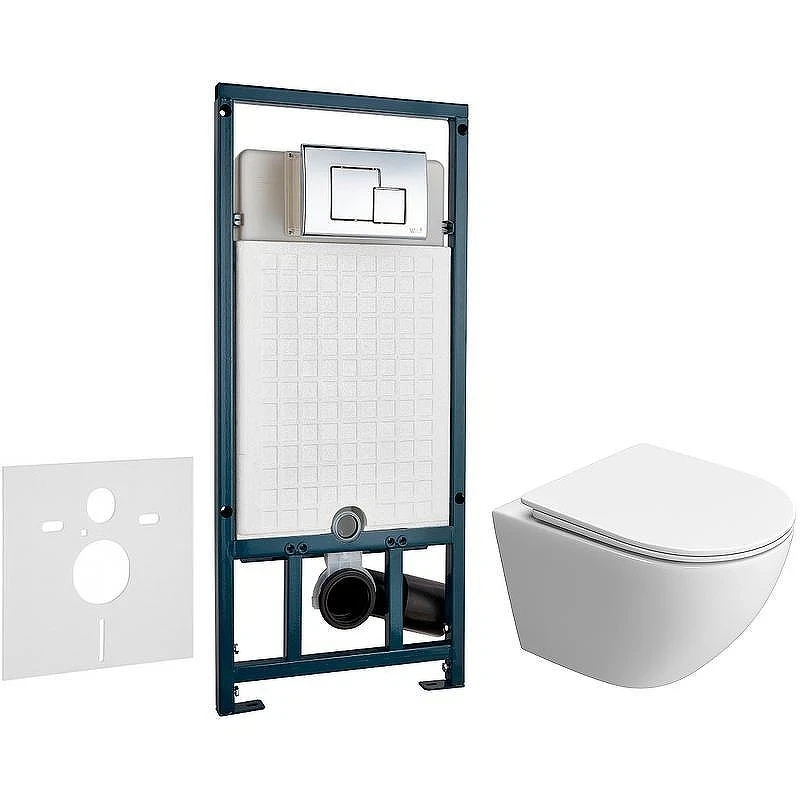Унитаз с инсталляцией BelBagno Uno-Tor BB5177CH-TOR/SC + WeltWasser WW Marberg 507 10000005949+10000005953 с сиденьем Микролифт с клавишей смыва Хром глянцевый