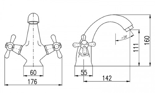 Смеситель для раковины Rav Slezak Morava retro MK128.5Z Золото латунь