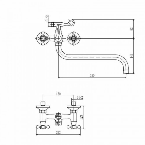 Смеситель для ванны Fashun A2619-2 универсальный цвет Хром