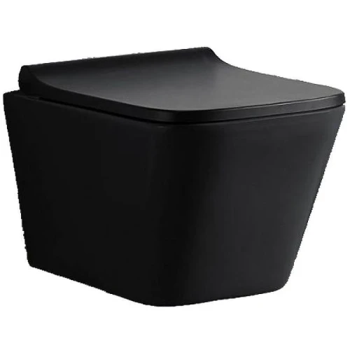 Унитаз с инсталляцией CeramaLux 5171MB + Berges Novum L5 040215 с сиденьем Микролифт и Черной матовой клавишей смыва