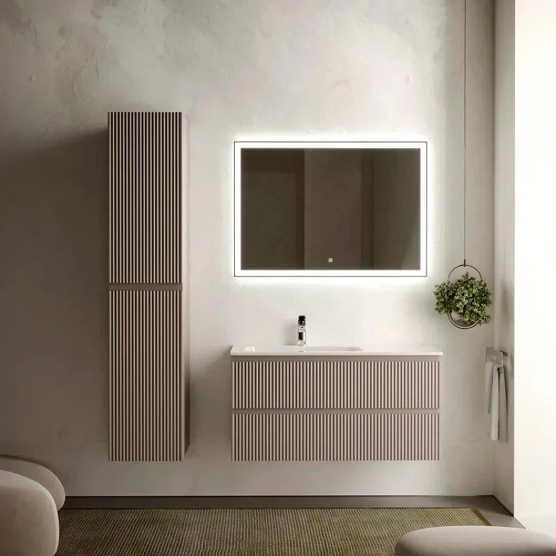Тумба под раковину Sancos Snob R 100 L SNR100LSM подвесная Doha Soft МДФ / ЛДСП