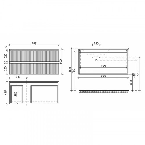 Тумба под раковину Sancos Snob R 100 L SNR100LSM подвесная Doha Soft МДФ / ЛДСП