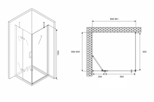 Душевой уголок Abber Zart 90x90 AG08090-S91 профиль Хром стекло прозрачное