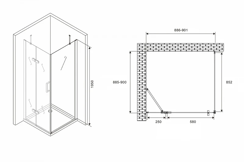 Душевой уголок Abber Zart 90x90 AG08090-S91 профиль Хром стекло прозрачное
