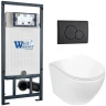 Комплект унитаза с инсталляцией WeltWasser MARBERG 507 + MERZBACH 043 GL-WT + MAR 507 RD MT-BL 10000011316 цвет Белый глянцевый с сиденьем Микролифт и клавишей смыва цвет Черный матовый