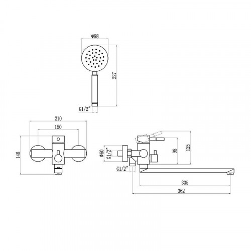 Смеситель для ванны Savol S-SUS4002 универсальный цвет Сатин