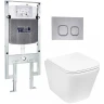 Комплект унитаза с инсталляцией WeltWasser AMBERG 497 ST + GELBACH 043 GL-WT + AMBERG RD-CR 10000011857 цвет Белый глянцевый с сиденьем Микролифт и клавишей смыва цвет Хром