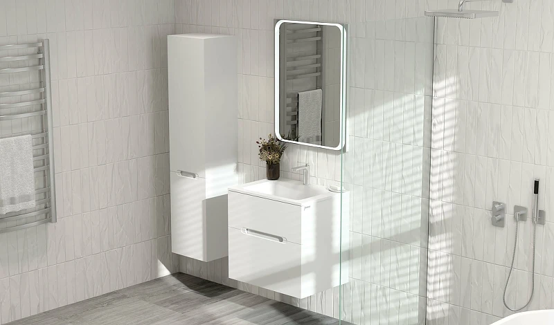 Зеркало Jorno Modul 65 Mоl.02.60/W с подсветкой с сенсорным выключателем стекло