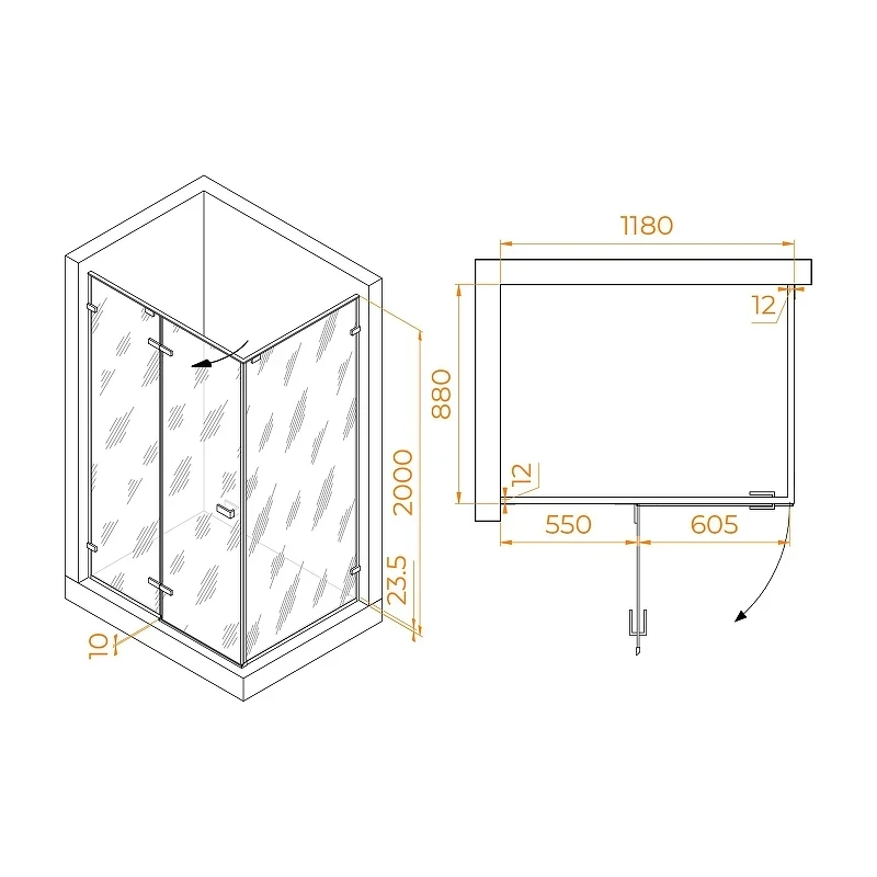 Душевой уголок RGW Stilvoll 120x90 353204029-11 профиль цвет Хром стекло прозрачное