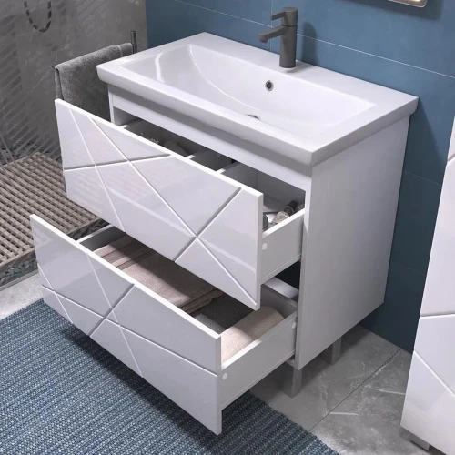 Тумба с раковиной Vigo Geometry 80 025-com цвет Белый