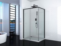 Душевой уголок Ceruttispa Vito 110x80 B L профиль Черный стекло прозрачное