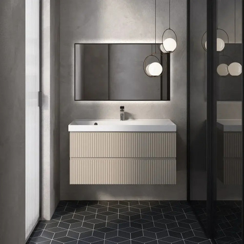 Тумба под раковину AQUAme S1 100 AQM900110BG подвесная цвет Бежевый