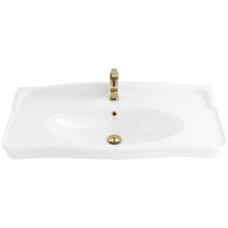 Раковина Creavit Antik 100 AN100-00CB00E-0000 Белая фарфор подвесная, полувстраиваемая