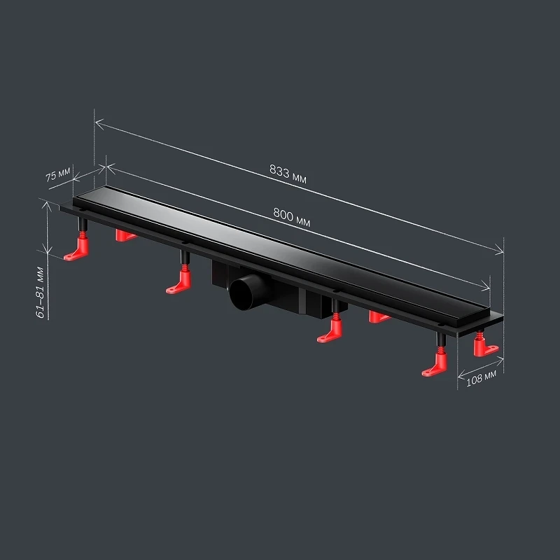 Душевой лоток AM.PM PrimeFlow 80 W02SC-U11-080-04BM с Черной матовой решеткой / под плитку Tile