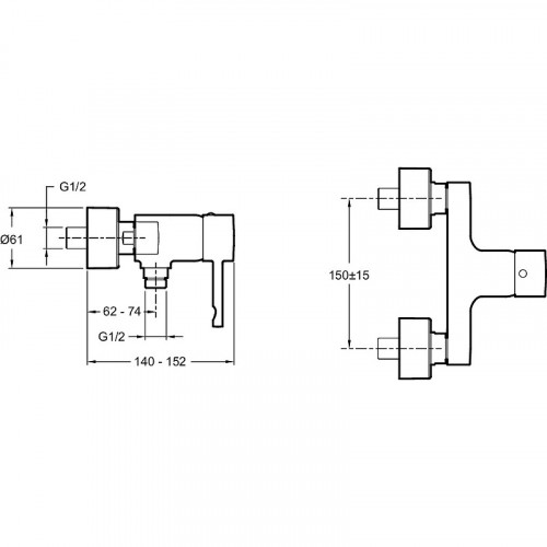 Смеситель для душа Jacob Delafon Cuff E45533-CP Хром латунь на стену
