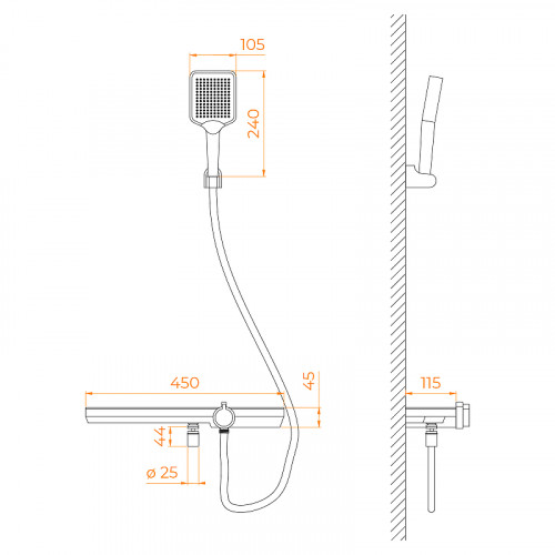 Смеситель для ванны RGW SP-40Gr 69140540-11 Серый латунь на стену