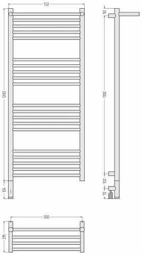 Электрический полотенцесушитель Сунержа Богема 3.1 с 1 полкой 120x50 32-6006-1250 цвет Золотой шёлк