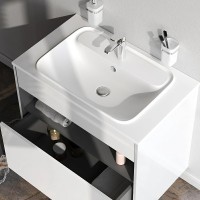 Раковина AM.PM Func 80 M8FWPC0800WM Белая матовая искусственный камень (литьевой мрамор) полувстраиваемая