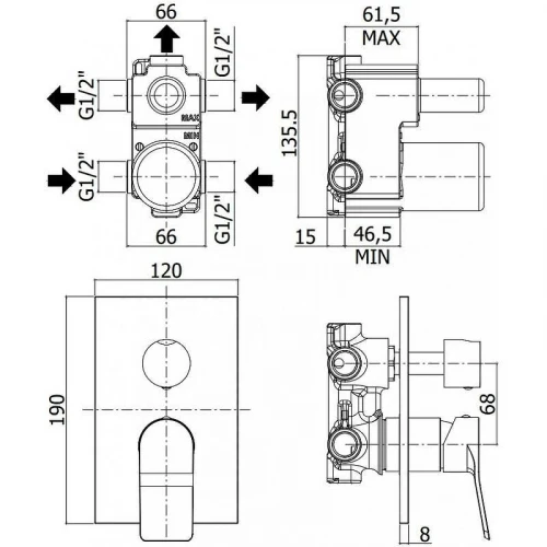 Смеситель для душа Paffoni Tilt TI019CR/M цвет Хром