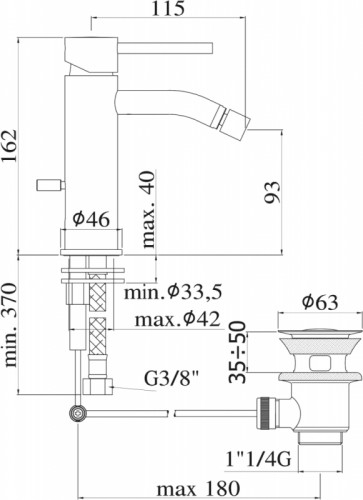 Смеситель для биде Paffoni Light LIG135NO Черный матовый