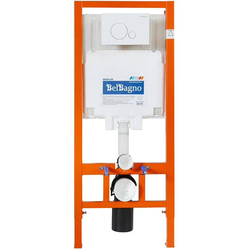 Комплект унитаза с инсталляцией BelBagno Amanda BB051CHR/BB051SC/BB002-80/BB014-SR-BIANCO с сиденьем Микролифт и Белой клавишей смыва фаянс подвесной