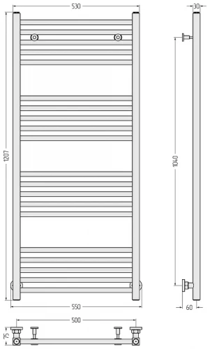 Водяной полотенцесушитель Сунержа Модус 120x50 30-0250-1250 цвет Матовый белый