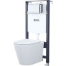 Комплект унитаза с инсталляцией Iddis Basic BASC010i73 с сиденьем Микролифт и клавишей смыва Хром фарфор подвесной
