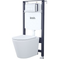 Комплект унитаза с инсталляцией Iddis Basic BASC010i73 с сиденьем Микролифт и клавишей смыва Хром фарфор подвесной